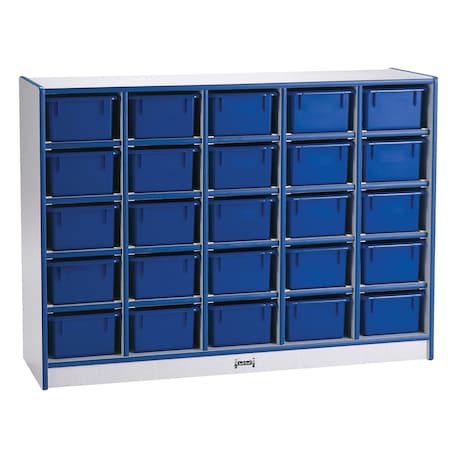 Jonti-Craft Rainbow Accents 25 Cubbie-Tray Mobile Storage, with Trays, Blue 0426JCWW003
